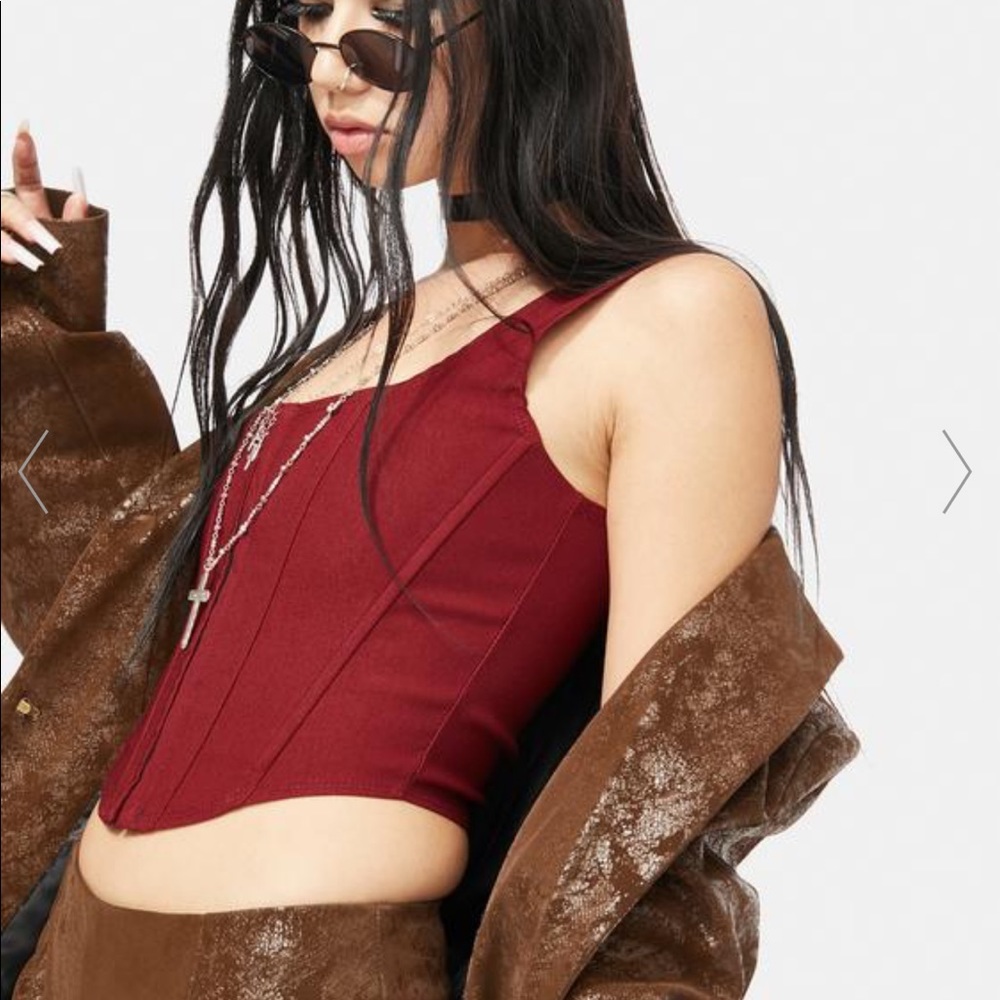 COPY - Dolls kill oxblood down for it corset top